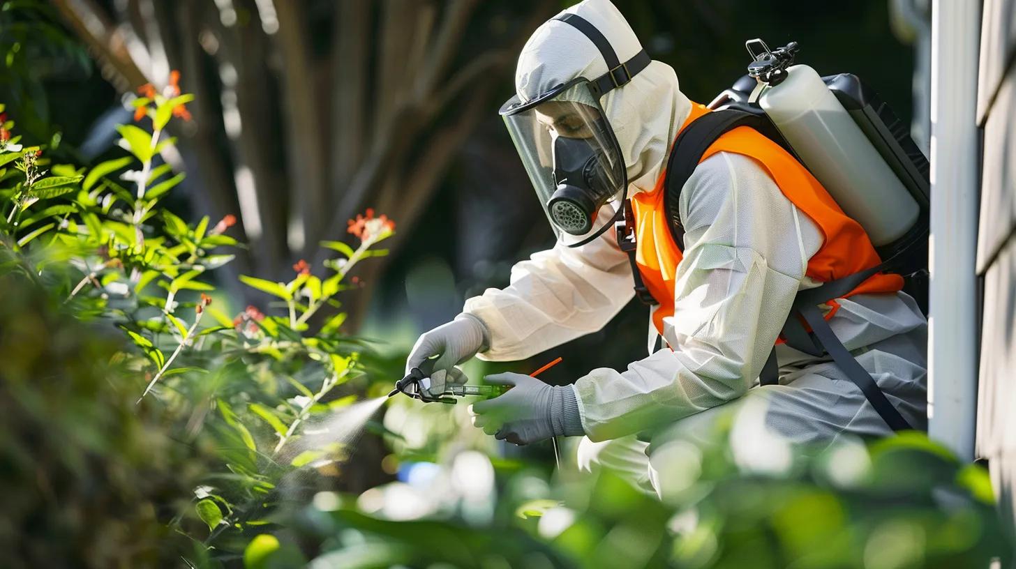 Cost and Effectiveness in Mosquito Control: A Detailed Look a professional pest control technician in a modern urban backyard meticulously applies targeted mosquito treatment, showcasing the precision and effectiveness of their methods amidst a well-maintained outdoor space.